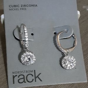 Cubic Zirconia Small Hoop Drop Earrings